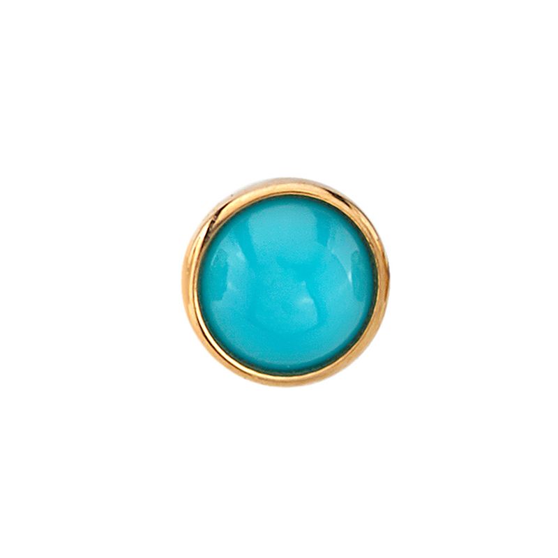 Gold piercing pin set with a bezel-set turquoise cabochon
